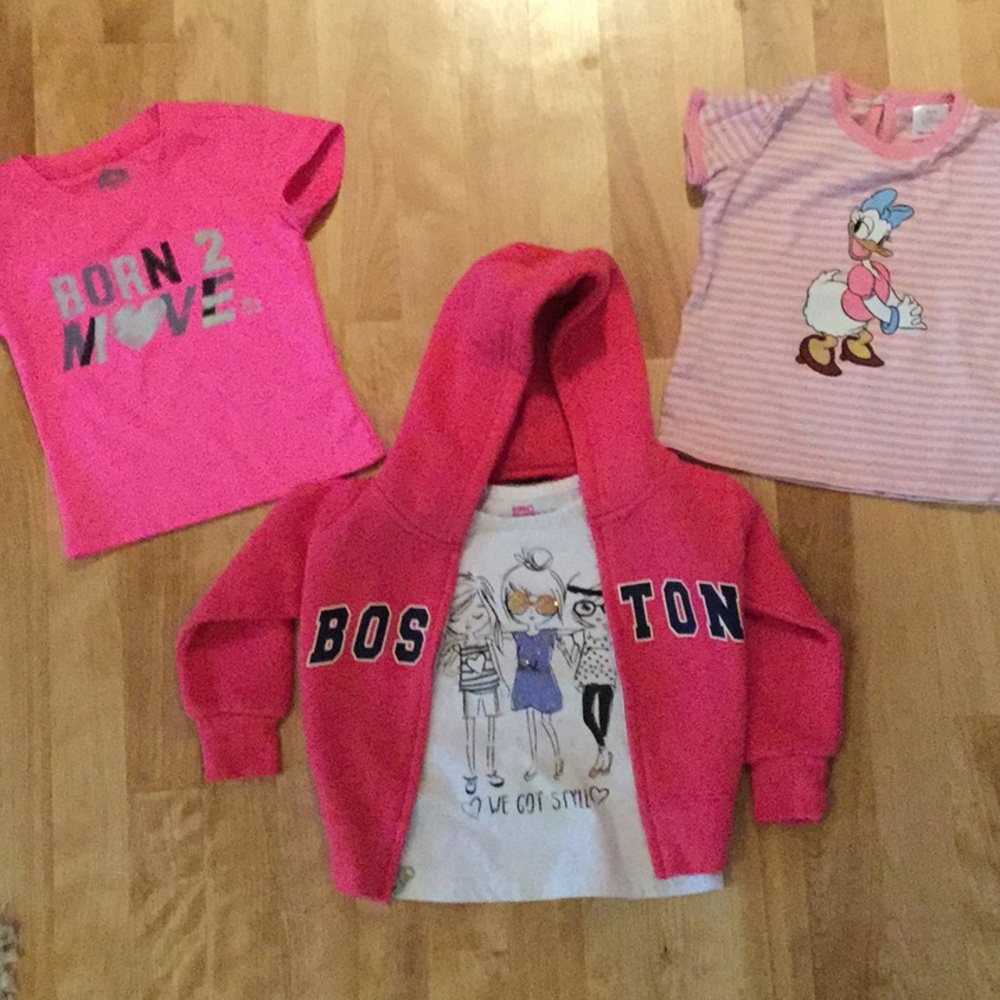 Little girl bundle of 3 tops and Boston sweatshirt